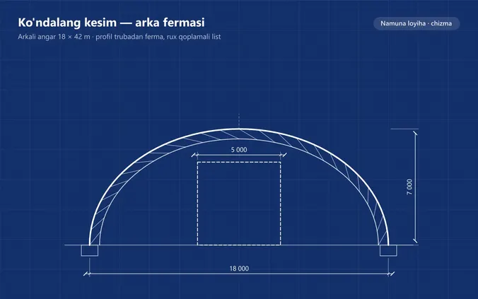 Ko'ndalang kesim: arka fermasi va darvoza